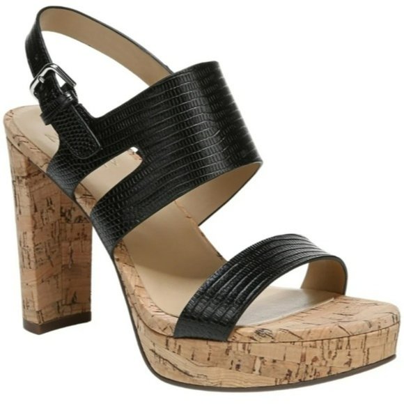 Naturalizer Shoes - Naturalizer Marla Heel Sandals Black Lizard -6.5